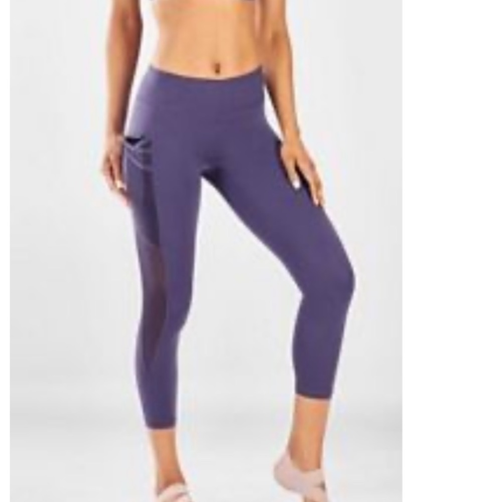 Fabletics trinity mid rise 3/4 length pants purple